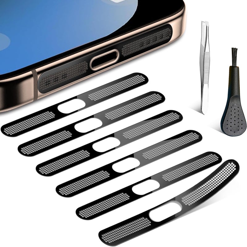 Limvory Speaker Dust Cover for iPhone 17/16 Pro Max /16 Pro /15 Pro/ 15 Pro Max, iPhone Speaker Protector Anti Dust Plugs Proof Adhesive Cover - 6pcs/Black - Image 1